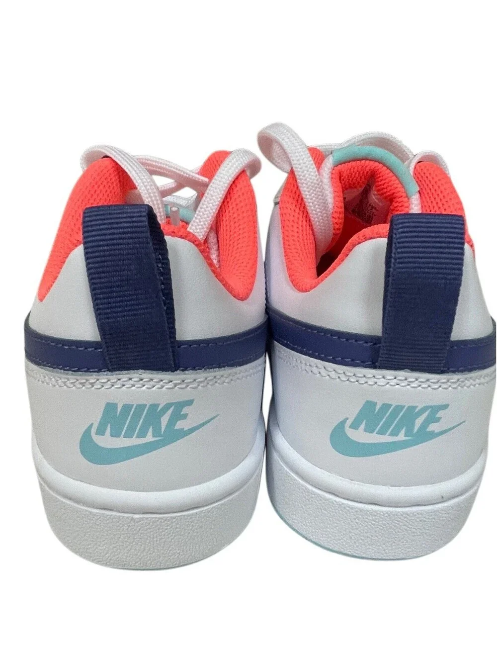 Nike Court Borough Low 2 Sneakers - White/Black/Orange - Size 6